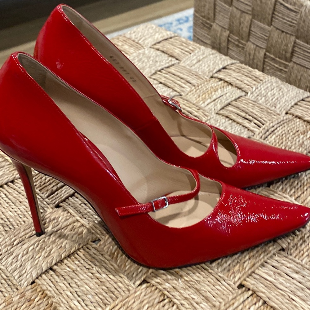 Casadei red patent high heels stilettos Made in Italy 40 9.5